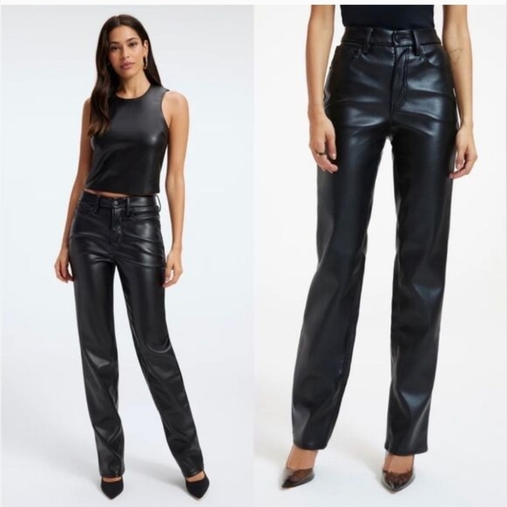 Good American Black Faux Leather Pants Size 4/27
